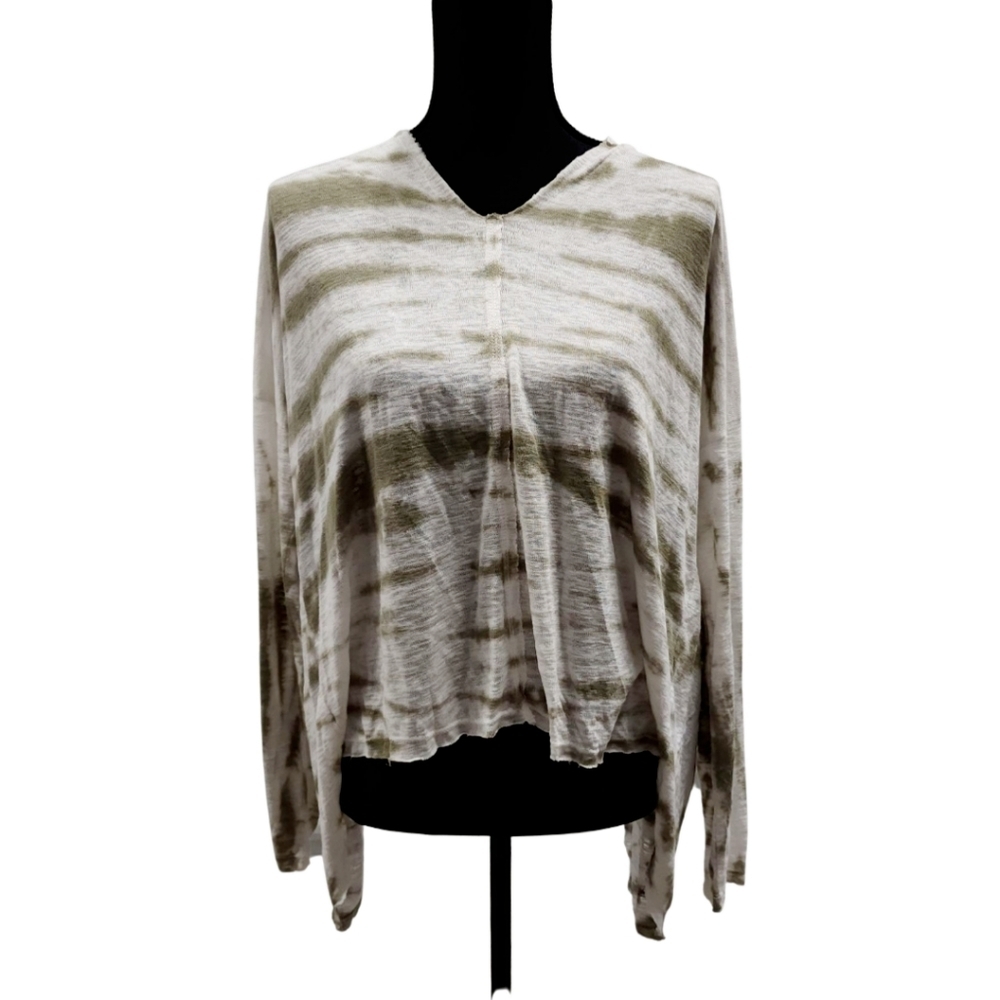 Nwt Vintage Havana Army Green Tie Dye Split Back Long Sleeve Shirt Sz M